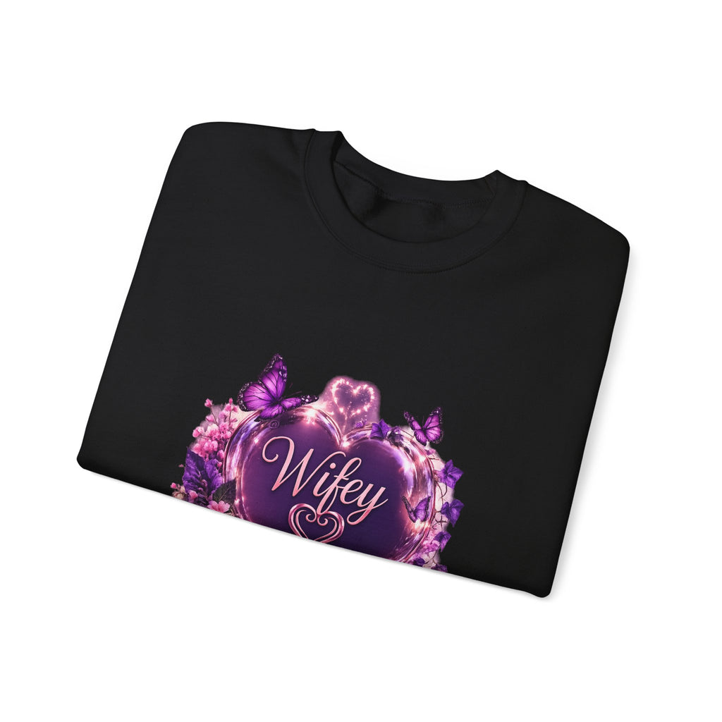 Wifey Floral Heart Crewneck Sweatshirt — Purple Rose Valentine Pullover