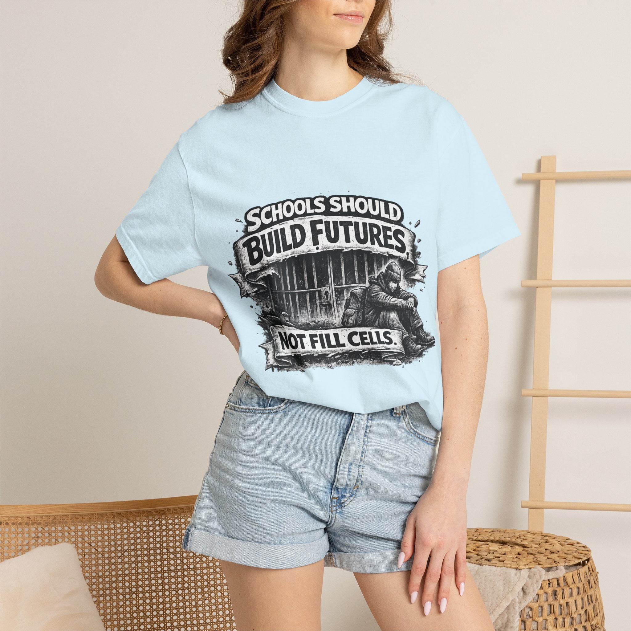 T-Shirt — "Schools Should Build Futures Not Fill Cells" Graphic Tee