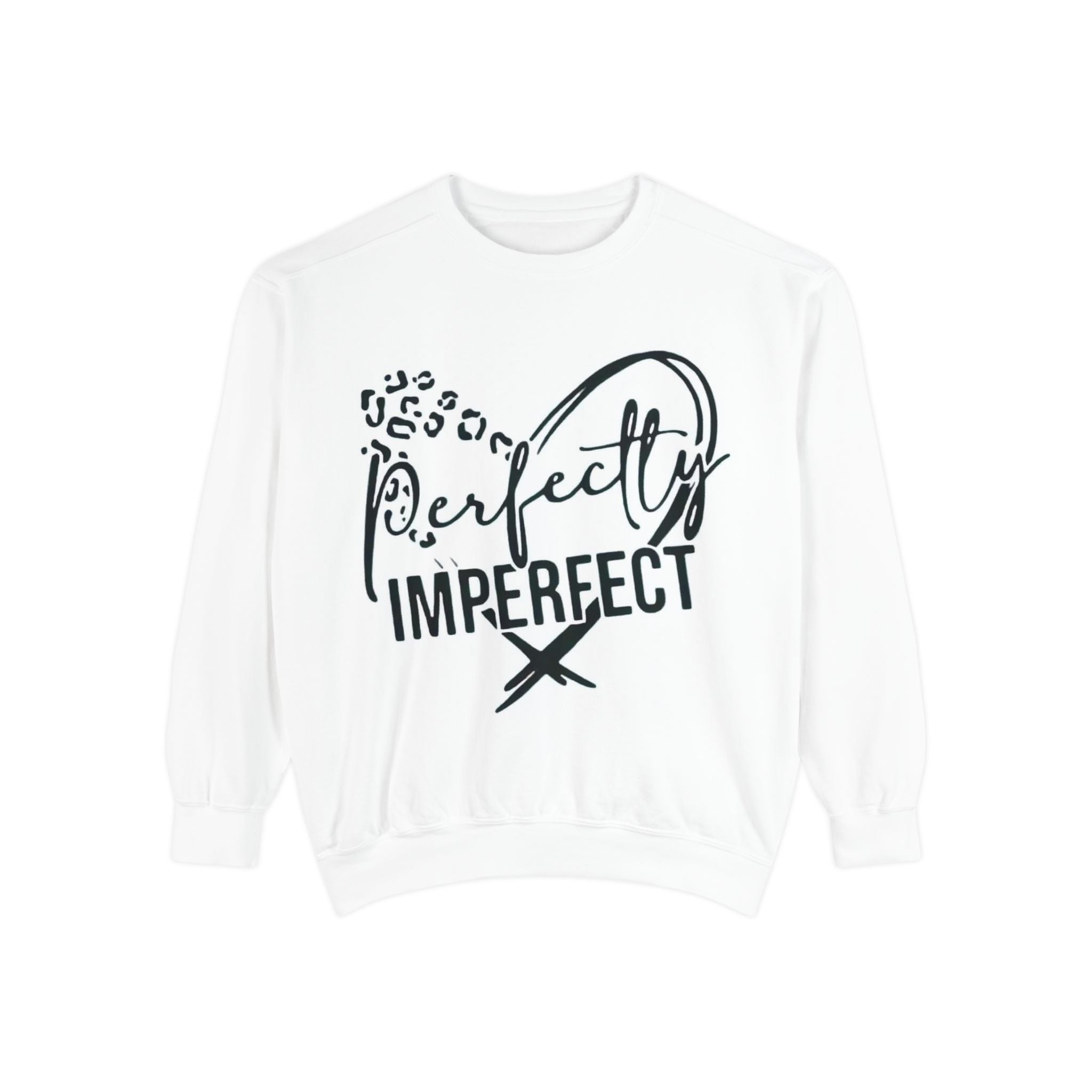 Perfectly Imperfect Sweatshirt — Inspirational Leopard Heart Graphic
