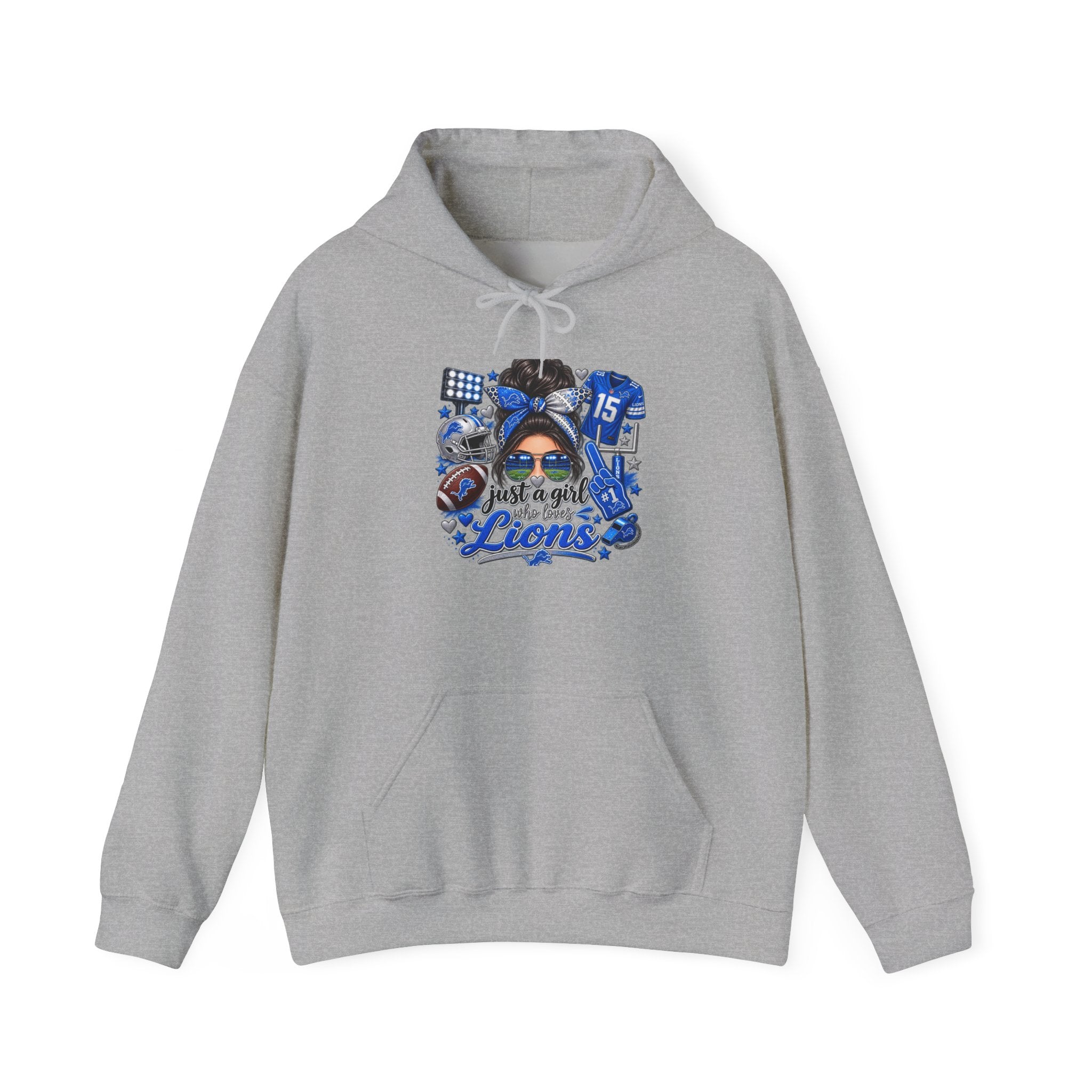 Detroit Lions Mom Hoodie – "Messy Bun, Game On" Football Fan Pullover