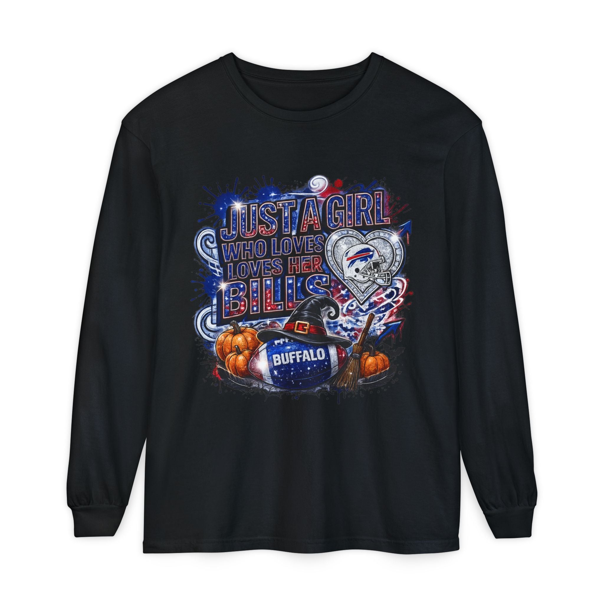 Long Sleeve T-Shirt — "Just a Girl Who Loves Her Bills" Buffalo Football Fan Tee