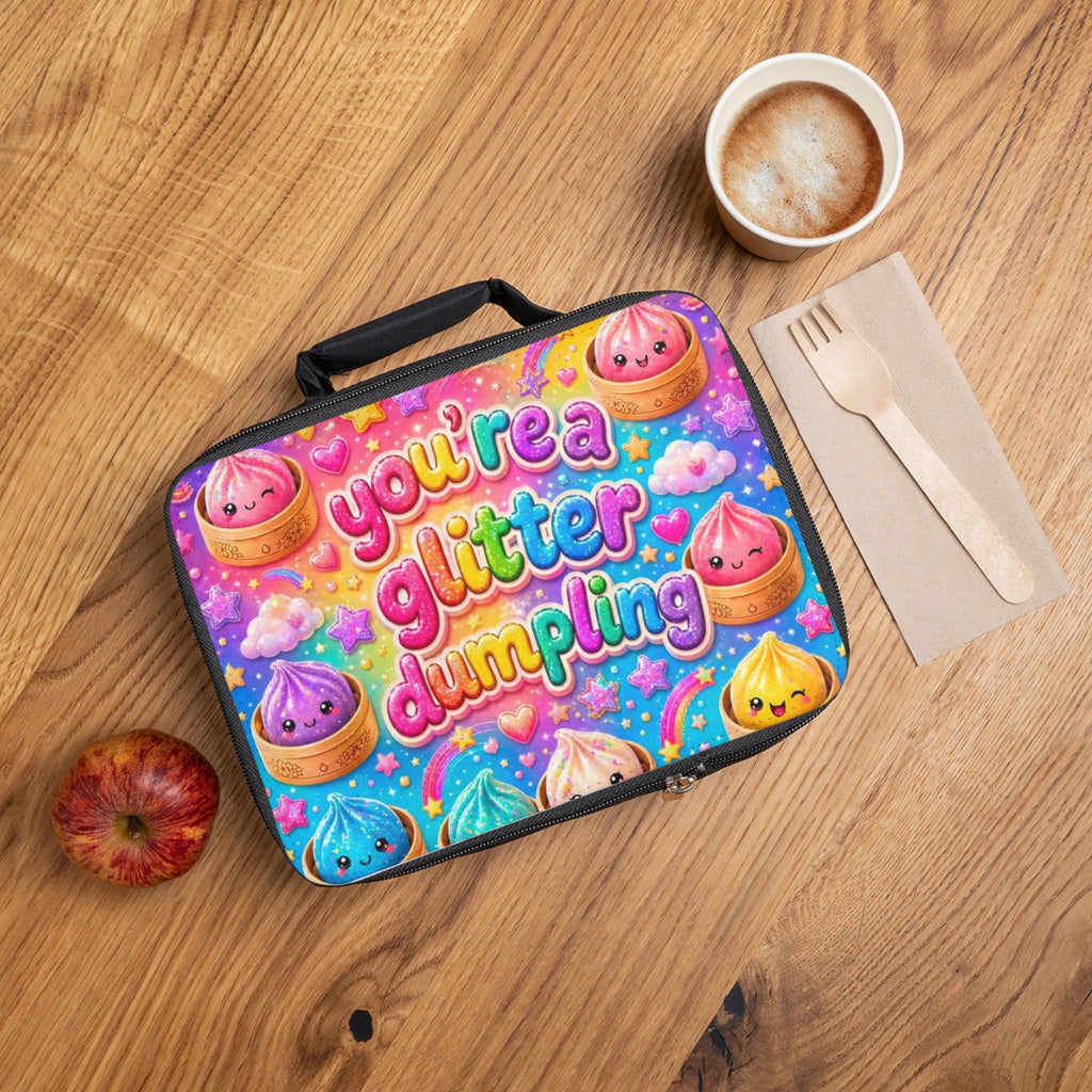 Cute 'You're a Glitter Dumpling' Lunch Bag – Kawaii Rainbow Bento Tote