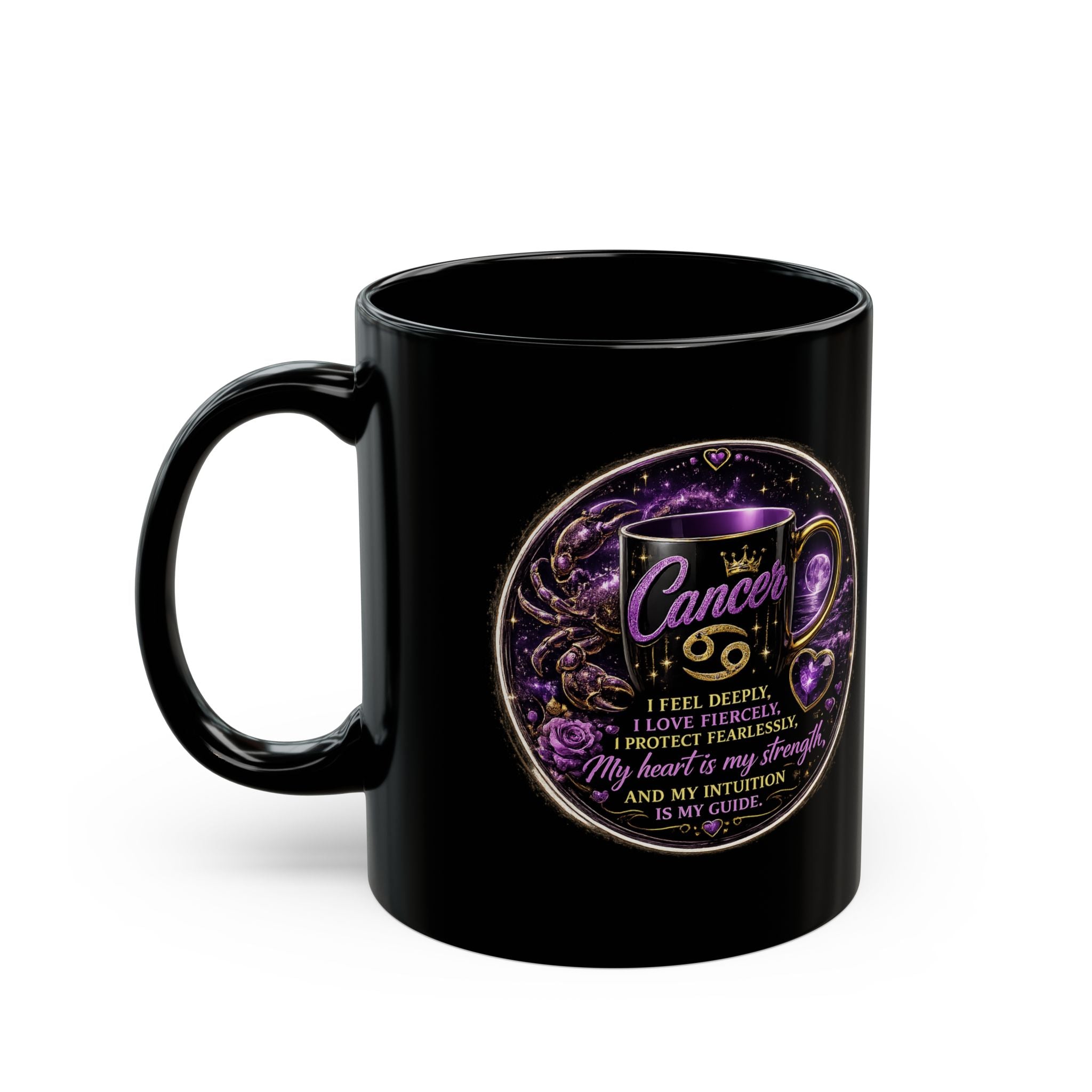 Cancer Zodiac Mug - Purple Glitter Astrological Coffee Cup (11oz & 15oz)