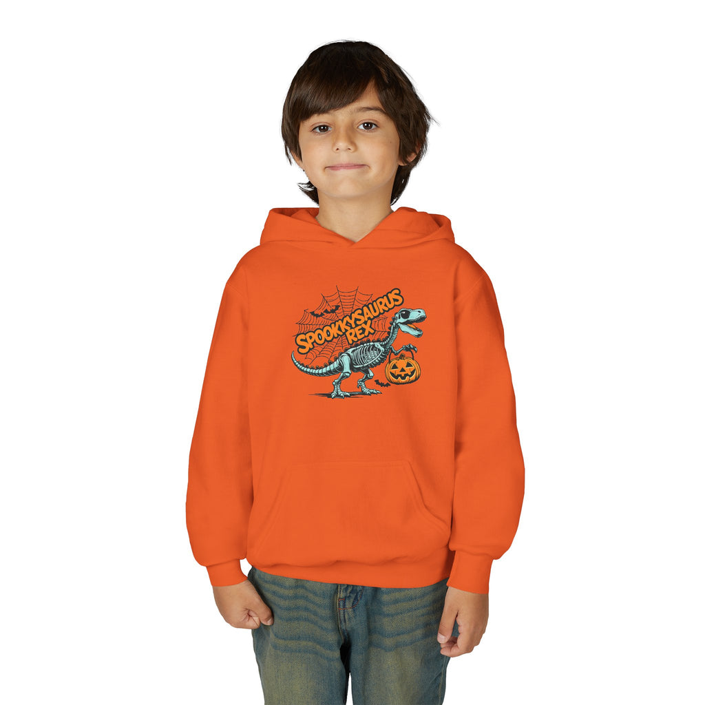 Youth Hoodie - "Spookasaurus Rex" Halloween Dino Pumpkin Sweatshirt