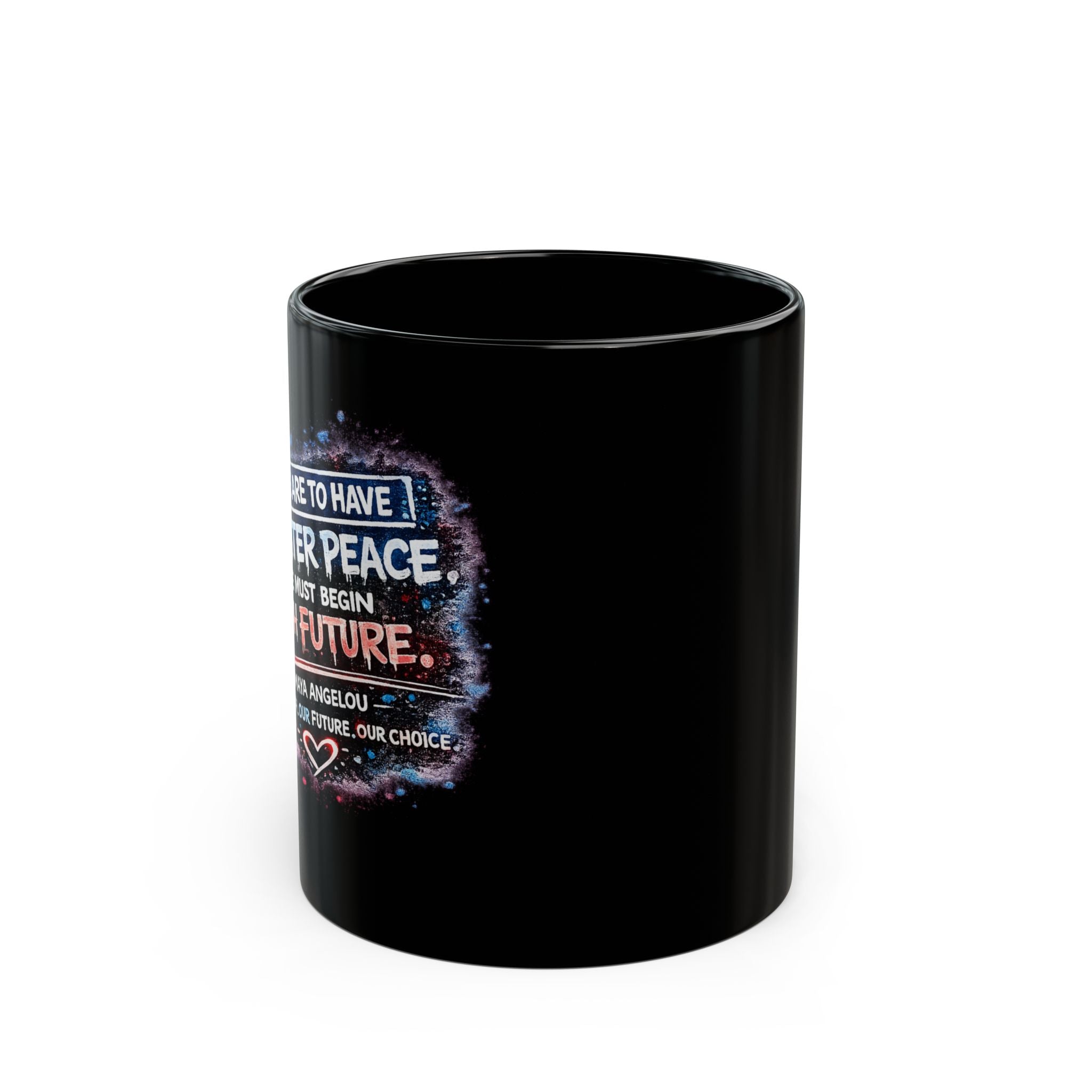 Inspirational Peace Quote Black Ceramic Mug (11oz/15oz)